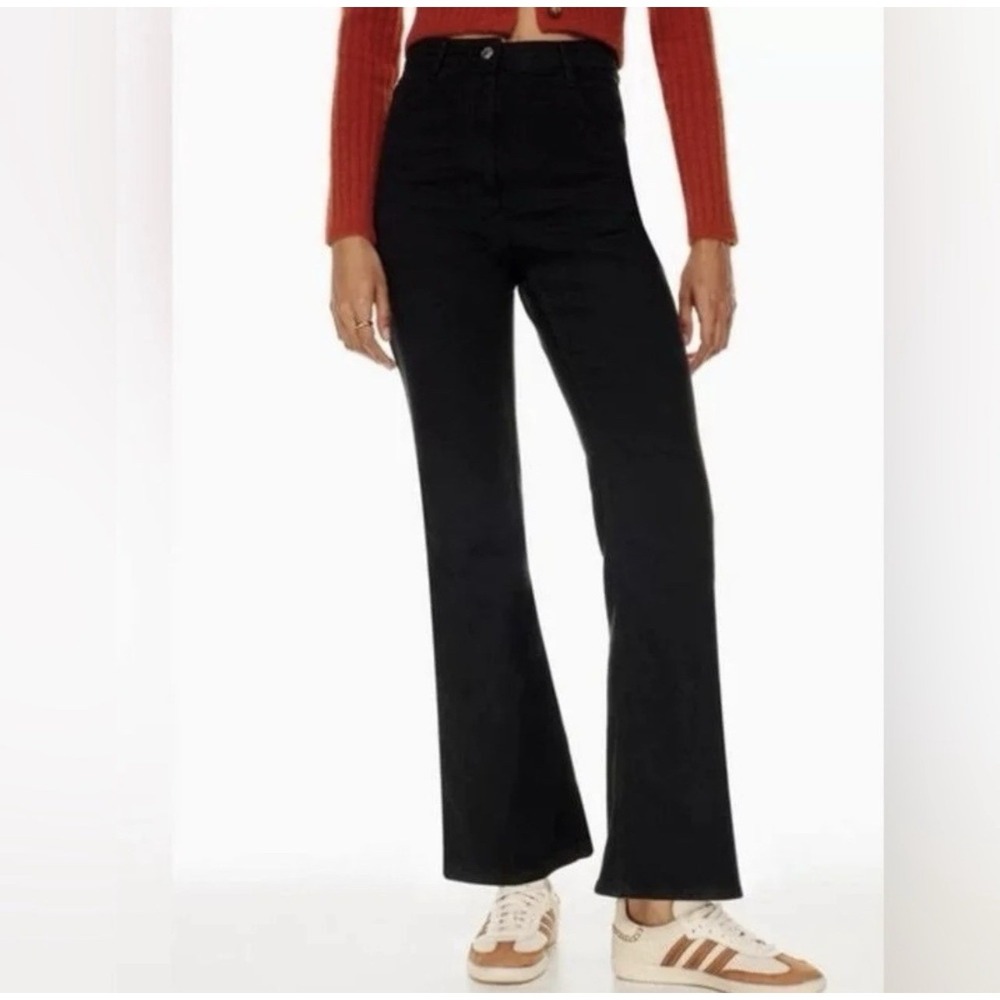Aritzia Wilfred Free Jeans Size‎ 4 Two Step High Rise Flare Black Cotton Blend